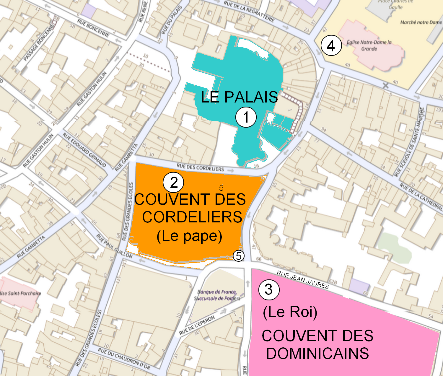 Carte des lieux clés